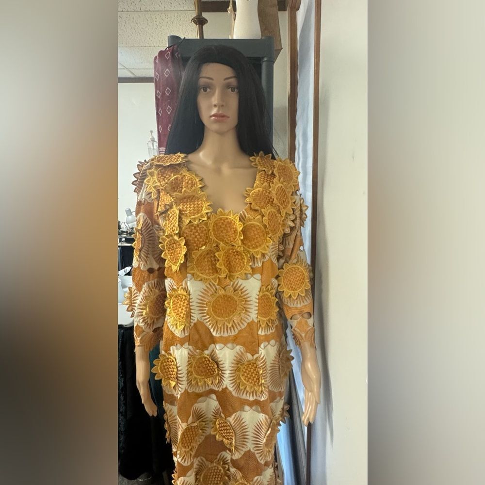 Custom Sunflower Patterned Dress - image 1
